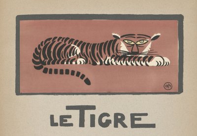 Ilustracja dla dzieci przedstawiająca tygrysa "Le Tigre autorstwa Andre Helle