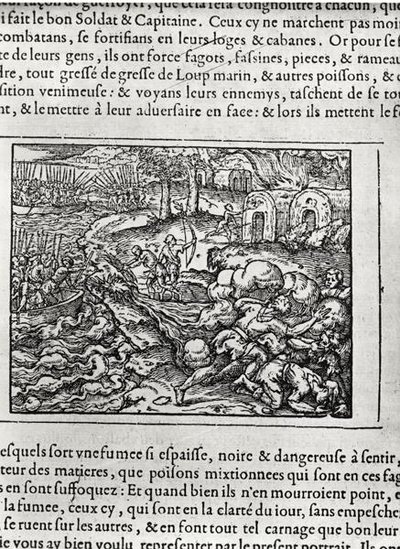 Lądowanie, z Cosmographie universelle Andre Theveta, 1575 autorstwa Andre Thevet