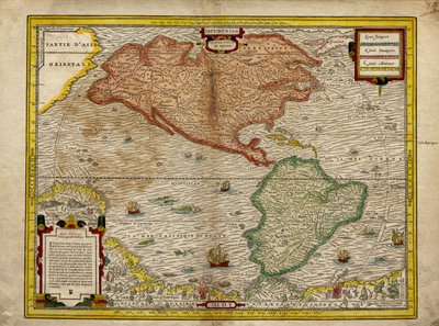 Mapa Ameryki, Cztery części świata autorstwa Andre Thevet