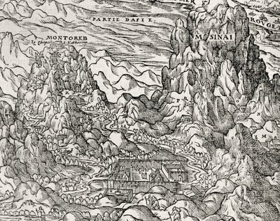 Górzysty region Synaju, rycina Andre Theveta (1504-1592), Paryż, Francja autorstwa Andre Thevet