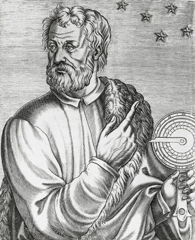 Portret Krzysztofa Kolumba (1451-1506), włoskiego nawigatora, grawerowanie z The True Portraits and Lives of Illustrious Men autorstwa Andre Thevet