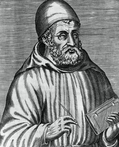 Portret Johna Dunsa, powszechnie zwanego Duns Scotus (1265 lub 1266-1308), szkockiego filozofa i teologa, rycina Andre Theveta (1504-1592) z książki The Real Portraits and Lives of Illustrious Grek, Latin and Pagan Men autorstwa Andre Thevet
