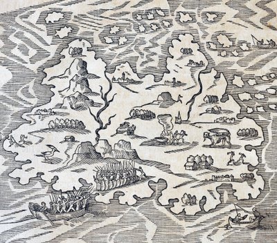 Trinity Island, rycina z Uniwersalnej kosmologii, Andre Thevet (1504-1592), Paryż autorstwa Andre Thevet