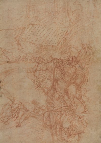 Bitwa pod Spoleto, ok. 1575 (czerwona kreda na papierze) autorstwa Andrea (1539-1614) Vicentino