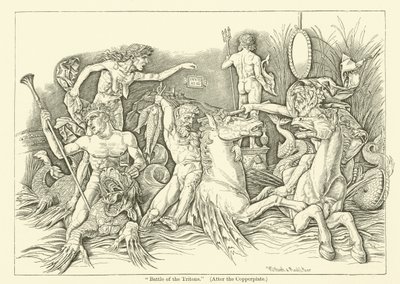 Bitwa pod Trytonami (grawerowanie) autorstwa Andrea (after) Mantegna
