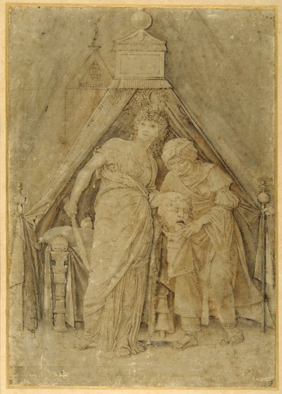 Judyta z głową Holofernesa, wg Mantegny (pióro & brązowy tusz z brązowym rozmyciem) autorstwa Andrea (follower of) Mantegna
