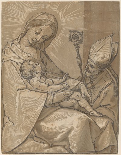 Madonna z Dzieciątkiem z biskupem, 1591. autorstwa Andrea Andreani