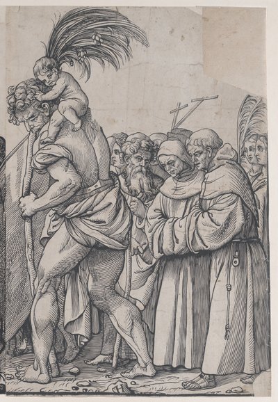 Sekcja H: Święty Krzysztof niosący Dzieciątko Jezus, z Triumfu Chrystusa, 1836. autorstwa Andrea Andreani