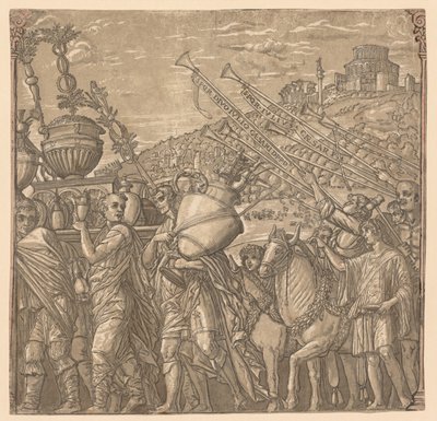 Triumf Juliusza Cezara: żołnierze niosący wazy, 1593-99. autorstwa Andrea Andreani