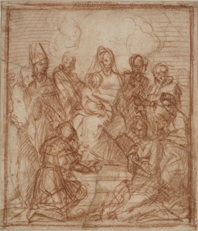 Madonna na tronie z Dzieciątkiem i ośmioma świętymi (studium kompozycji do obrazu ołtarzowego w Sarzanie) autorstwa Andrea del Sarto