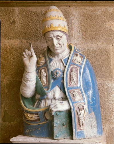 Popiersie San Lino (polichromowana glazurowana terakota) autorstwa Andrea Della Robbia