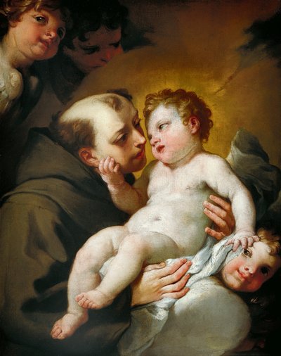 Św. Antoni Padewski z Dzieciątkiem Jezus, Andrea Lanzani (1641-1712), olej na płótnie, 92x78 cm autorstwa Andrea Lanzani