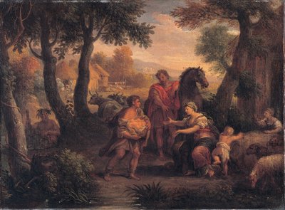 Znalezienie Romulusa i Remusa, c. 1720-1740 autorstwa Andrea Lucatelli