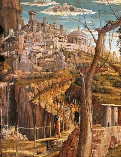 Andrea Mantegna Agonia w ogrodzie (1431-1506), tempera na drewnie, 71x94 cm, widok szczegółowy Jerozolimy autorstwa Andrea Mantegna