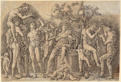 Bacchanal mit einem Weinfass autorstwa Andrea Mantegna