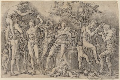 Bachanalia z kadzią na wino autorstwa Andrea Mantegna