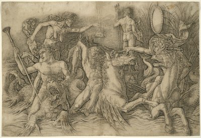 Bitwa bogów morza, lewa połowa fryzu autorstwa Andrea Mantegna