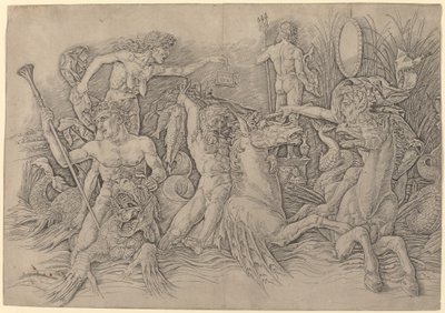 Bitwa Bogów Morskich [lewa połowa] autorstwa Andrea Mantegna