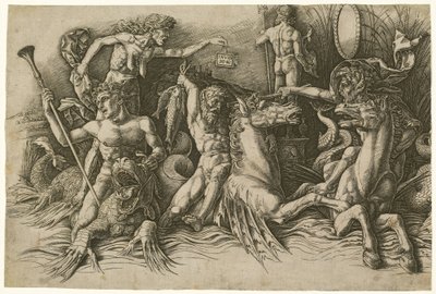 Bitwa Bogów Morskich [lewa połowa] autorstwa Andrea Mantegna