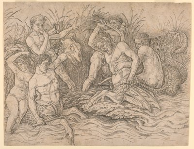 Bitwa Bogów Morskich, prawa połowa autorstwa Andrea Mantegna