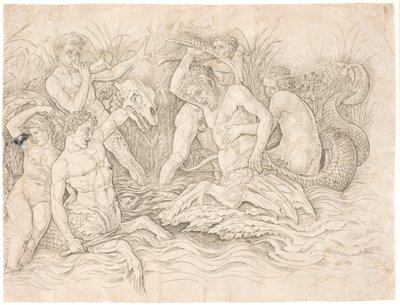 Bitwa Bogów Morskich, prawa połowa autorstwa Andrea Mantegna