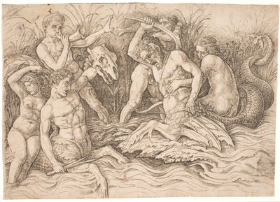 Bitwa Bogów Morskich, prawa połowa autorstwa Andrea Mantegna