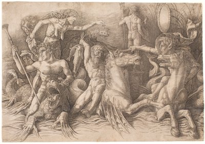 Bitwa bogów morza, lewa połowa autorstwa Andrea Mantegna