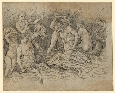 Walka bogów morza autorstwa Andrea Mantegna