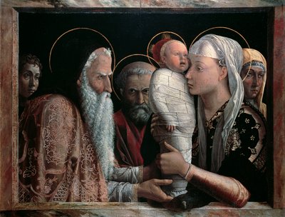 Prezentacja w świątyni Andrea Mantegna (1431-1506), tempera na płótnie, 67x86 cm autorstwa Andrea Mantegna