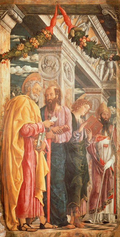 Święci Piotr i Paweł oraz dwaj święci, fragment z Ołtarza San Zeno autorstwa Andrea Mantegna