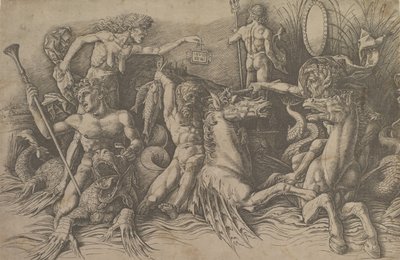 Bitwa Bogów Morskich Lewa część fryzu, ca. 1485-88. autorstwa Andrea Mantegna