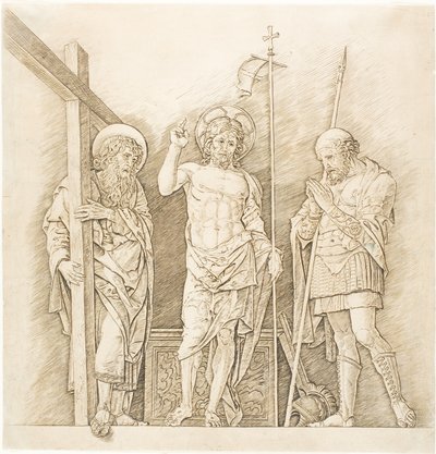 Zmartwychwstały Chrystus między świętymi Andrzejem i Longinusem autorstwa Andrea Mantegna