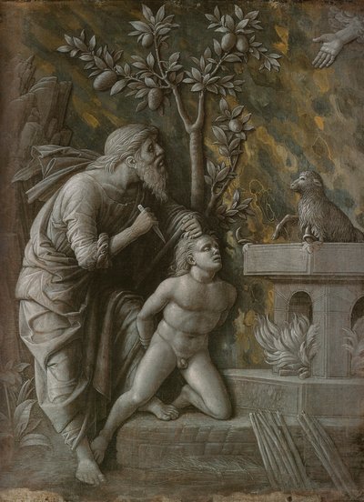Ofiara Izaaka, ok. 1490-1495 autorstwa Andrea Mantegna