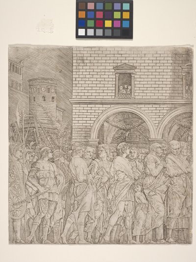 Senatorowie - Triumf Juliusza Cezara (grawerunek na kremowym papierze) autorstwa Andrea Mantegna