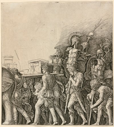 Triumf Cezara: żołnierze niosący trofea autorstwa Andrea Mantegna