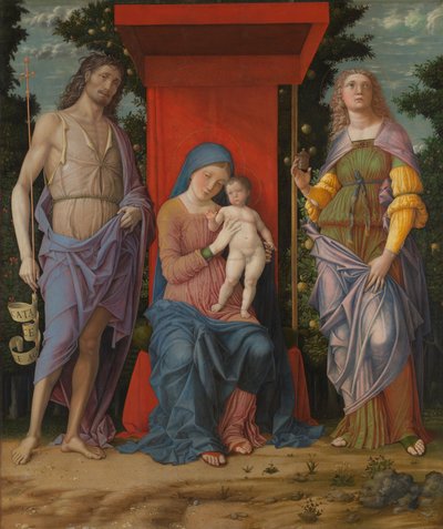 Matka Boska z Dzieciątkiem i świętymi autorstwa Andrea Mantegna