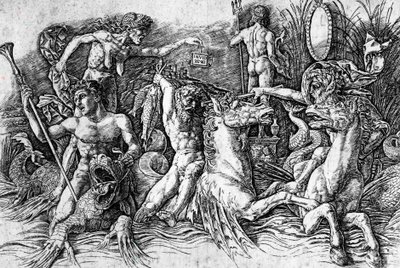 Bitwa bogów morskich, Andrea Mantegna (1431-1506), rycina. Szczegół. autorstwa Andrea Mantegna