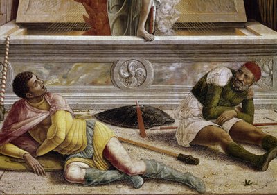Zmartwychwstanie, fragment predelle ołtarza San Zeno (tempera na drewnie) autorstwa Andrea Mantegna