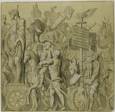 Triumfy Juliusza Cezara: Płótno nr II autorstwa Andrea Mantegna