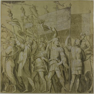 Triumfy Juliusza Cezara: Płótno nr I autorstwa Andrea Mantegna
