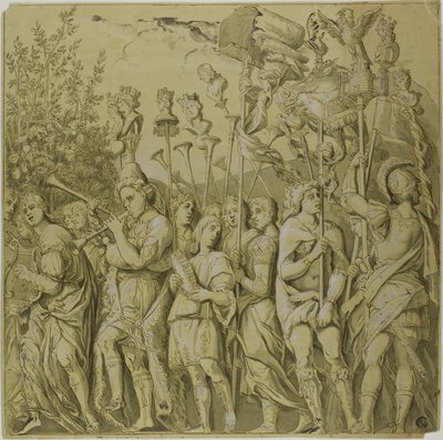 Triumfy Juliusza Cezara: Płótno nr VII autorstwa Andrea Mantegna