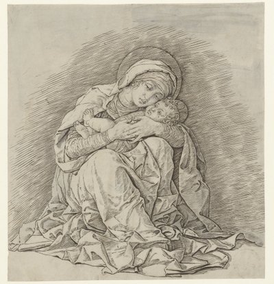 Siedząca Maryja z Dzieciątkiem autorstwa Andrea Mantegna