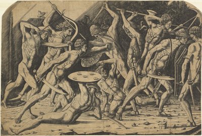 Bitwa nagich mężczyzn autorstwa Andrea Mantegna or School after Antonio del Pollaiuolo