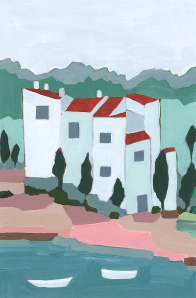 Pewnego razu w Cadaques, 2023 (akryl na papierze) autorstwa Andrea Mejia