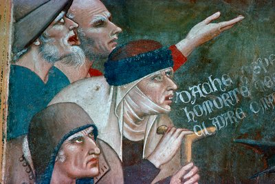 Fragment fresku ukazującego triumf śmierci, XIV w. autorstwa Andrea Orcagna