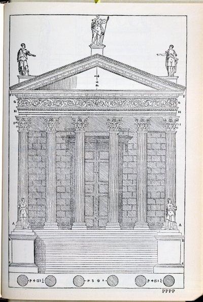 Elewacja świątyni w Nimes, ilustracja z faksymile 