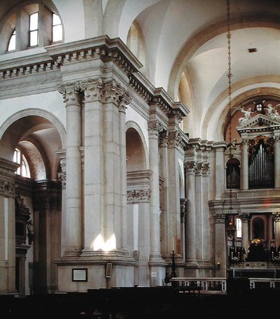 Widok wnętrza nawy głównej, 1566-80 autorstwa Andrea Palladio