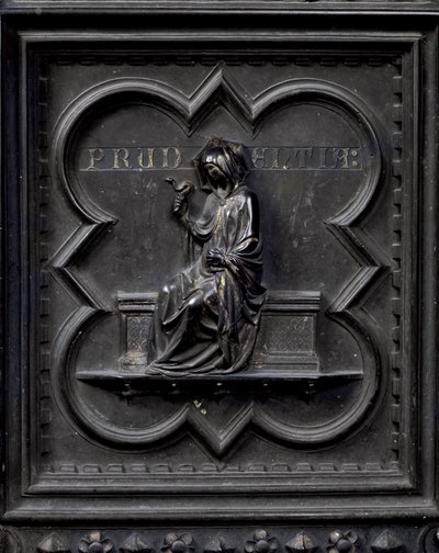 Roztropność, panel H w południowych drzwiach baptysterium San Giovanni, 1336 (brąz) autorstwa Andrea Pisano