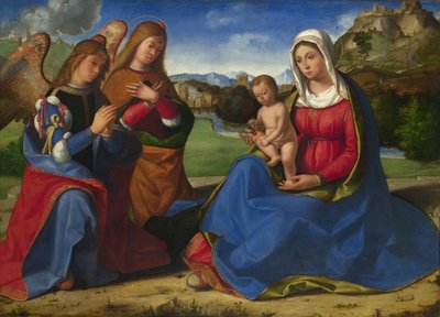 Dziewica z Dzieciątkiem adorowana przez Dwóch Aniołów, c. 1505 autorstwa Andrea Previtali