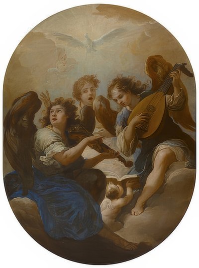 Trzy anioły grające muzykę. Przed 1720 r. autorstwa Andrea Procaccini